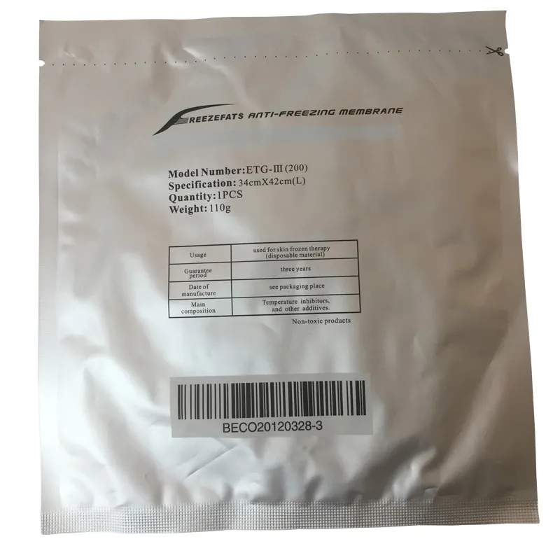 Hoge kwaliteit antivriesmembranen 27 * 30 cm 28 * 28cm 34 * 42cm antifreesing membraan anti-vriesmembraan pad voor cryotherapy machine