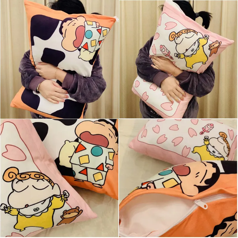 high quality Japanese Crayon Shinchan pillow cover Cotton double-sided printing home sofa decor cute sweet Gift For kids