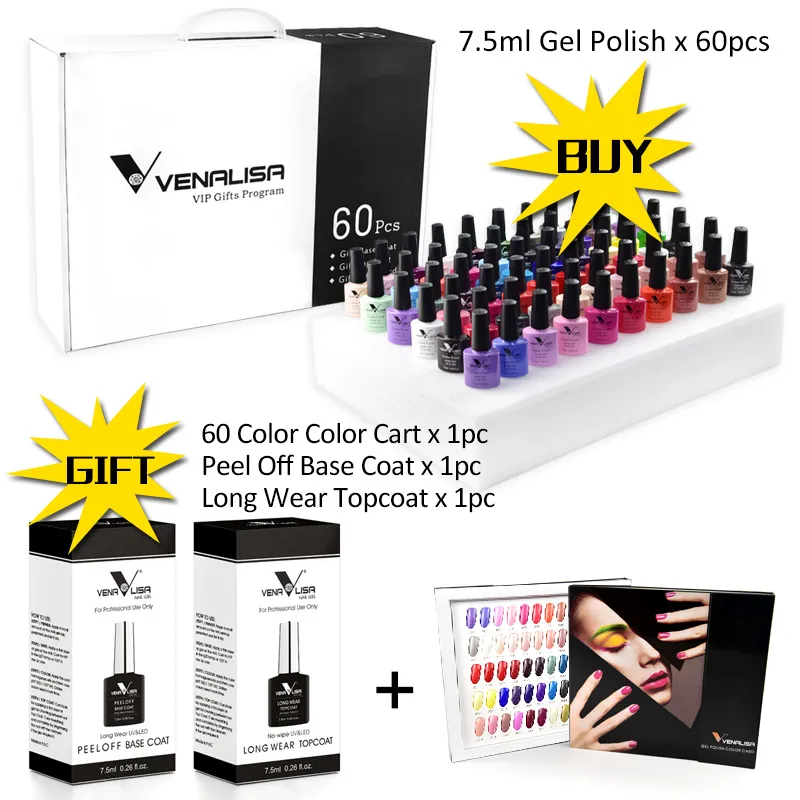 2020 Spedizione veloce Kit VIP di smalto gel per unghie 62 pezzi / lotto Gel per unghie Soak Off UV LED Tavolozza dei colori per unghie Lacca