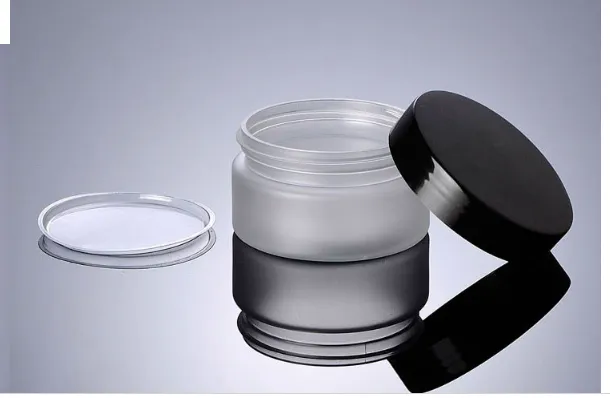 100pcs 100g frosted PET jar with black glossy cover, 100ml mask jar, cream bottle, cosmetic bottle