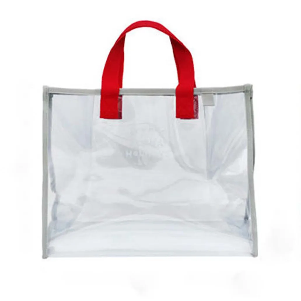 Mulheres Transparentes PVC Bolsa de Viagem Beach Saco De Ombro Clear Reusável Shopping Shopping Shopping PU Bolsa Toda Toda Water Water Waterproof P