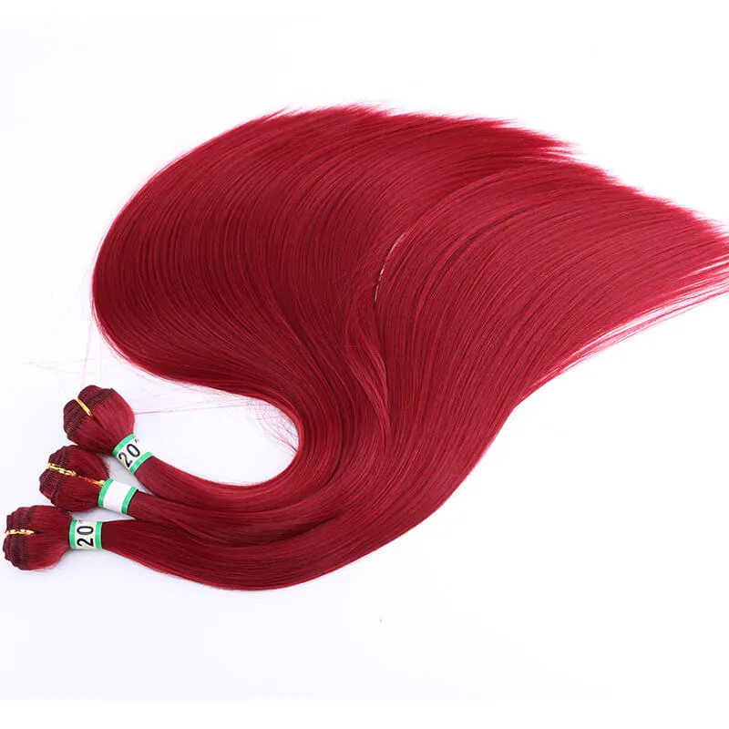 lång singel rak färgad syntetisk hårförlängning peruanska hårförlängningar vävar skönhet 18. Buntar flätande hår rakt för Marley