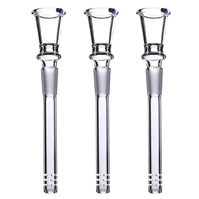 Accessori per fumare Design umanizzato Design Downstem 14mm Maschio Bowl-Free Stem Clear DownstemSwith Tagli diffusi Due dimensioni Vendita al dettaglio alternativo