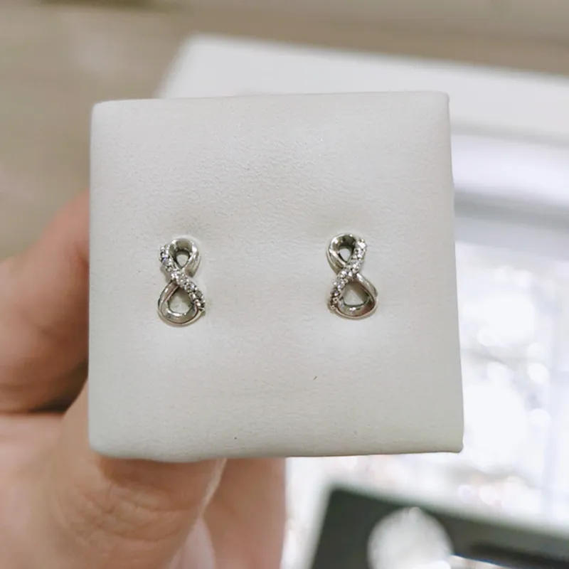 DHgate 925 Sterling Silver Infinity Stud Earrings Sparkling Cubic Zirconia Hypoallergenic Earrings for Women Perfect Gift for Pandora Jewelry Sets Jewelry