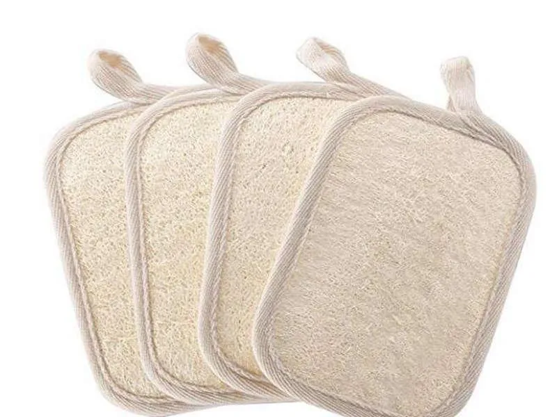 Spugna scrubber da bagno con cuscinetti esfolianti in luffa da 10 * 15 cm - Spugna da bagno con cuscinetti in spugna e luffa naturale al 100%