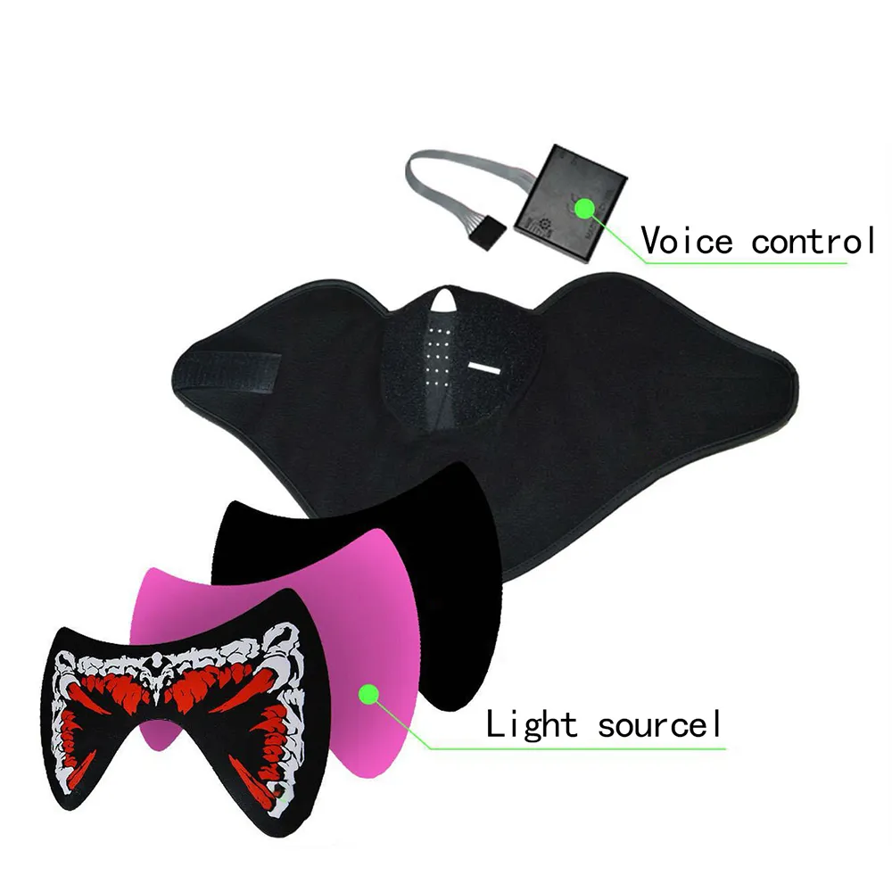 US STOCK Fashion 41 Styles Flash LED Music Mask With Sound Active for Dancing Riding Skating Party Voice Control Mask Party Masks FY0063