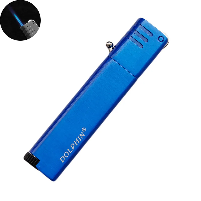 Jet Lighter ricaricabile antivento gas butano mola accendino a pietra focaia blu fiamma torcia accendino