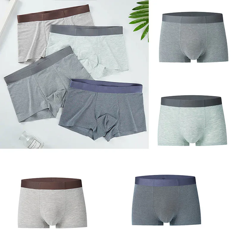 Calzoncillos tipo bóxer de fibra de bambú para hombre, ropa interior sólida de cintura media sin costuras, pantalones transpirables, bragas para niño