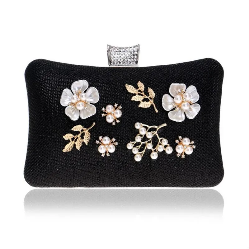 ABER 2020 bling evening bags handmade flowers banquet purse for ladies party dinner bags with chain wedding clutch MN1101