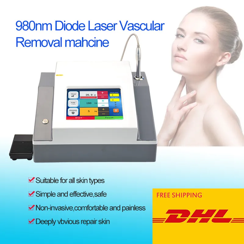 Fabrikspris Vaskulär Lesion 980nm Diode Laser 980 Spider Veins Removal Laser Doode Vaskulär Removal Machine 30W Gratis frakt