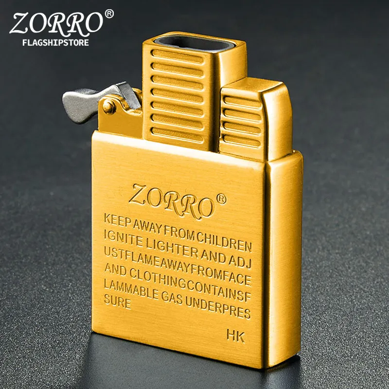 ZORRO Original double feu torche briquet mouvement kérosène Jet coupe-vent allume-cigare mouvement gonflable briquet Liner D343R