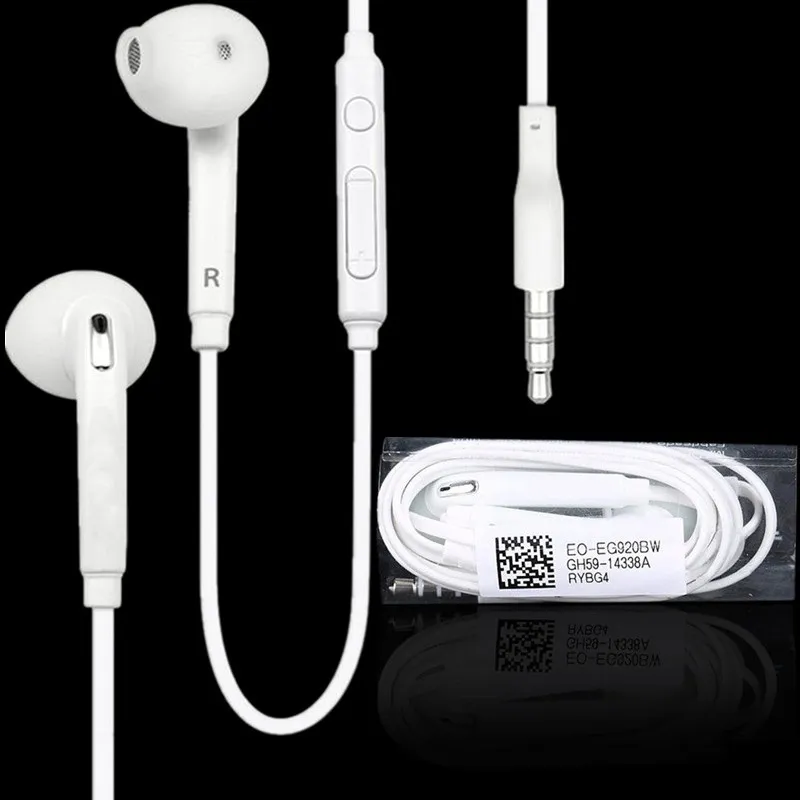 Auriculares de 3.5 mm en los auriculares con auriculares estéreo en la oreja con micrófono y control de volumen remoto para Samsung S7 S6 S6 Edge