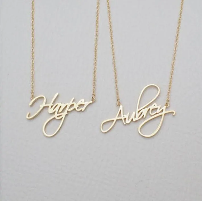 Name Necklace Personalized Gift Customized Pendant Cursive Handwriting Stainless Steel Chain Custom Women Fashion Jewelry GD464