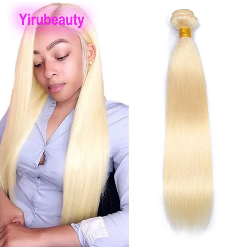 Cheveux humains indiens brésiliens 613 # Blonde One Bundle 1 Pièces / lot Extensions de cheveux humains droits Double Trames Tisse Bundle Droit 10-40 pouces