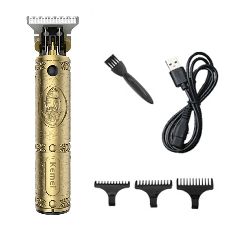 D4 Metal Hair Clipper Oil Head Clipper Barber Shop Carving Electric Clipper  Hair Salon Gradient Shaver (gold)