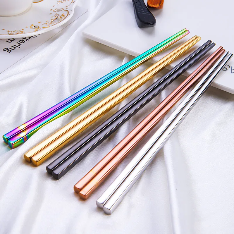 High grade 304 stainless steel chopsticks square chopsticks flatware home hotel simple style tableware Dinnerware drop ship