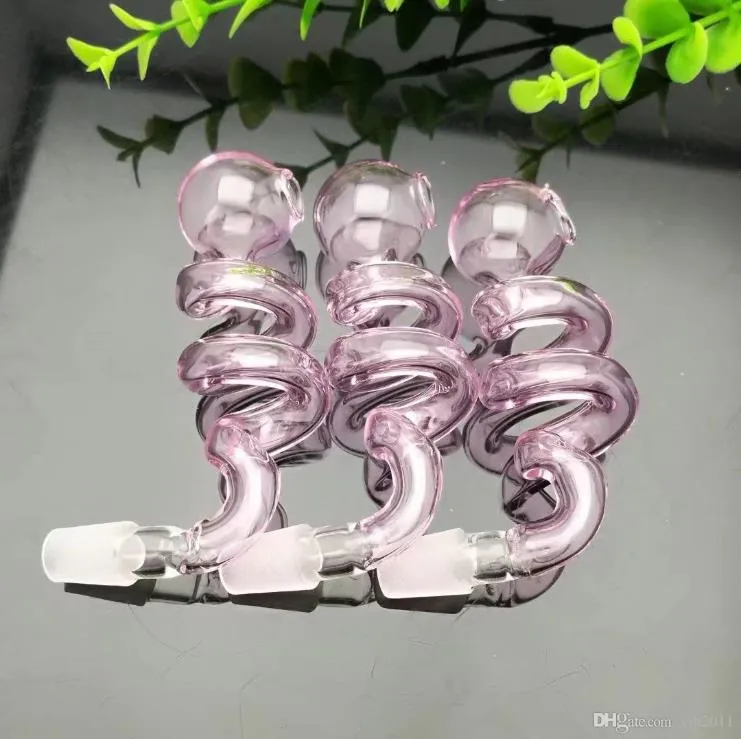 Caldaia rosa a doppia elica Vetro Bbong Wwater Pipe Smerigliatrice per unghie in titanio, gorgogliatori di vetro per tubi da fumo Colori misti