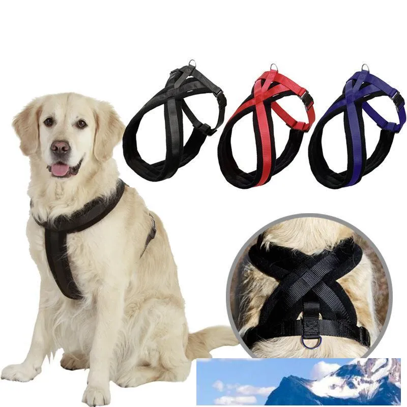 Pet Fashion Series Dog Supplies Travel Safety Dog Harness Grande Cão Flanela Nylon Webbing Harness 4 Tamanhos 3 Cores