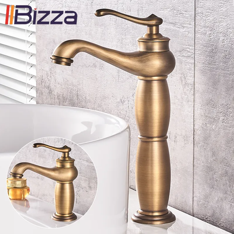 Badkamer Kraan Antieke Bronzen Massief Messing Basin Sink Messing Kranen Enkel handvat Water Mixer Taps Badkraan Torneiras Crane 1109