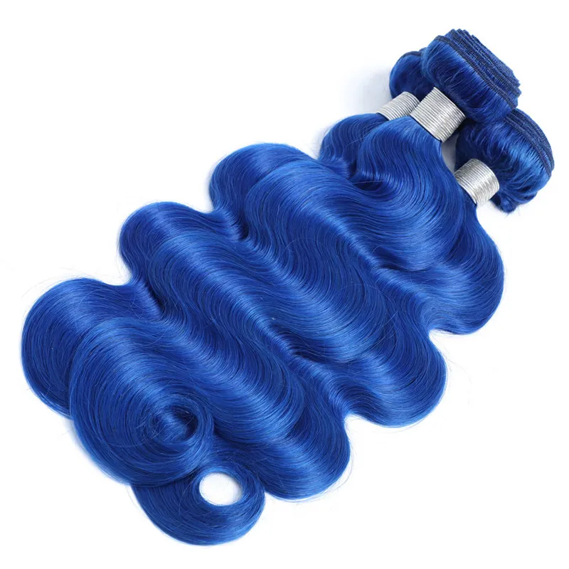 ファッションカラフルなブラジル人の髪の毛束青い体波のリミイの伸びが8から30インチ