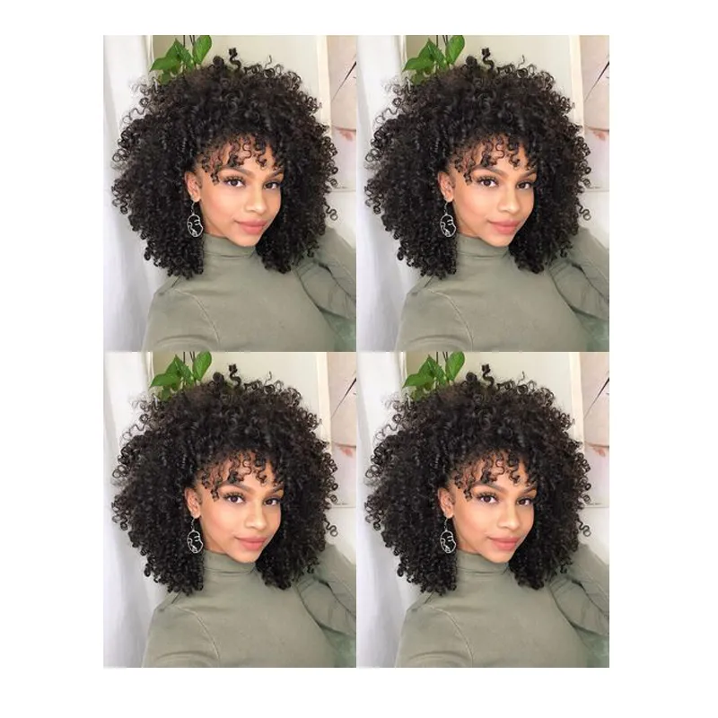 Hot cheveux malaisiens perruque frisée afro-américain court bob crépus bouclés perruque naturelle Simulation cheveux humains afro crépus perruque frisée