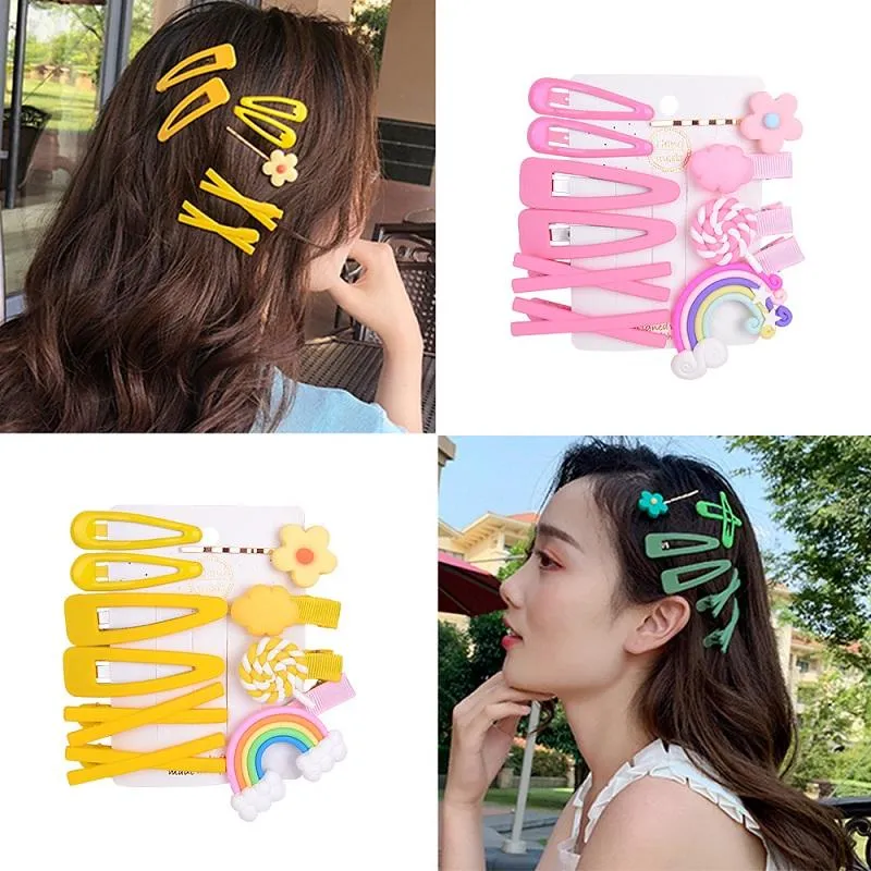 1Set 10Pcs Rainbow Flower Sweet Kid Girls Barrettes Hairpins Hair Clip Kdis Hair Accessories Beautiful HuiLin