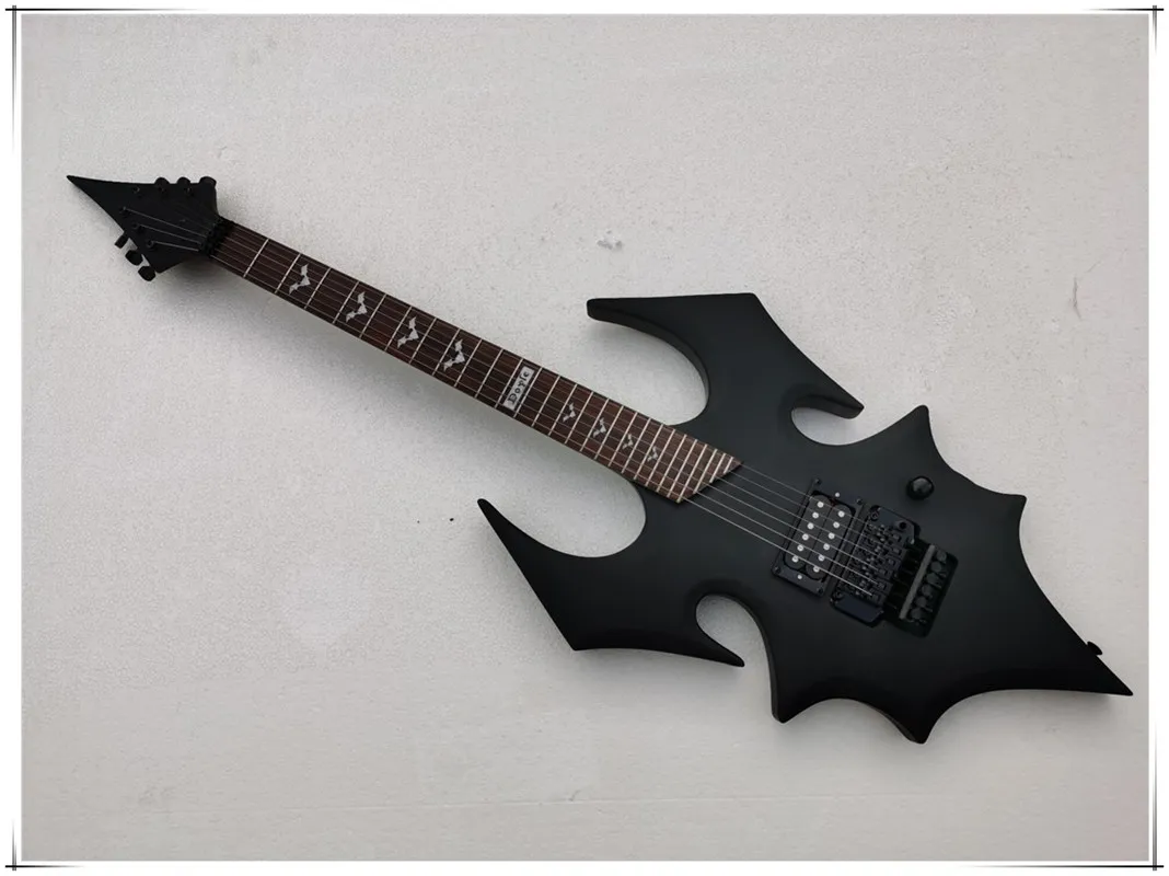 Electric Guitar: Matte Black Body, 27 Frets, Black From