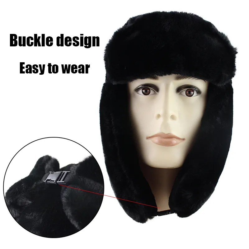 Camoland Soviet Trapper Trooper Hat Hat mens de exército militar russo Ushanka Bomber Hat Winter Caps A quente piloto piloto Faux Rabbit Pur Earflap T279D