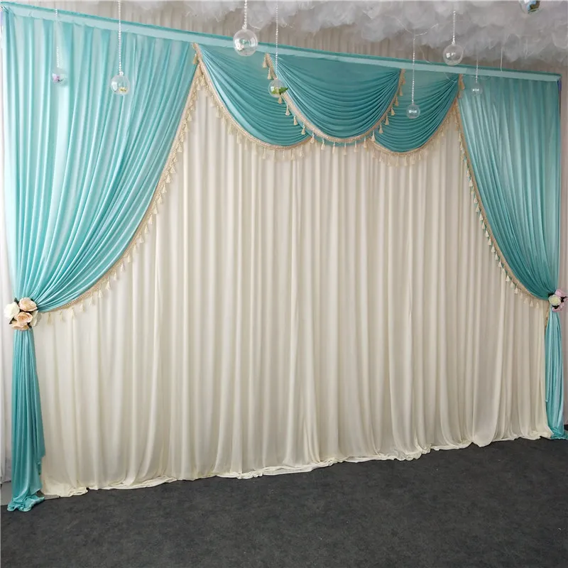 Luxury Ice Silk Chiffon Fabric Wedding Stage Backdrop Swags With