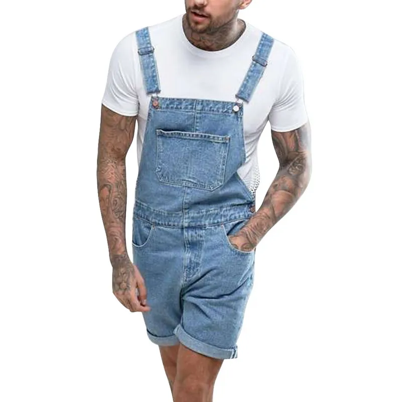 Été hommes déchiré Denim Shorts jean grande taille 3XL Vintage en détresse salopette mâle décontracté jarretelles bas