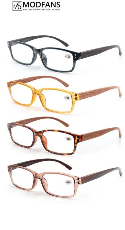 Мужчины Reading Glasses Женщины Wood Look Рамка дальнозоркостью Прозрачное стекло Площадь Прямоугольный Оправы 2020 диоптрий 1,5 175 1 2 2,5 275