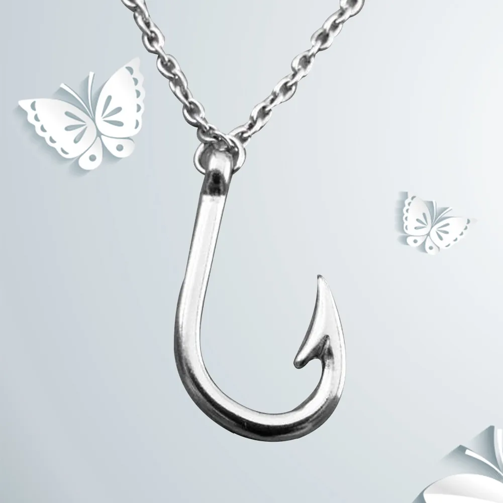 Antique Silver Fish Hook Charms Pendant Chain Necklace Set Of 20, 60cm  Fashionable Dainty Jewelry Gift From Luckily8888, $0.61