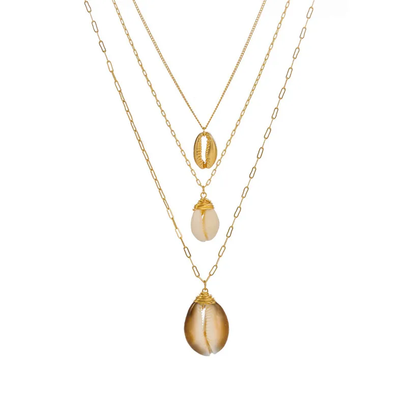 Gouden kettingschaal ketting goud ketens shell zeester ketting ketting meerlagige stapelbare kettingen hiphop mode sieraden wil en zand dropship