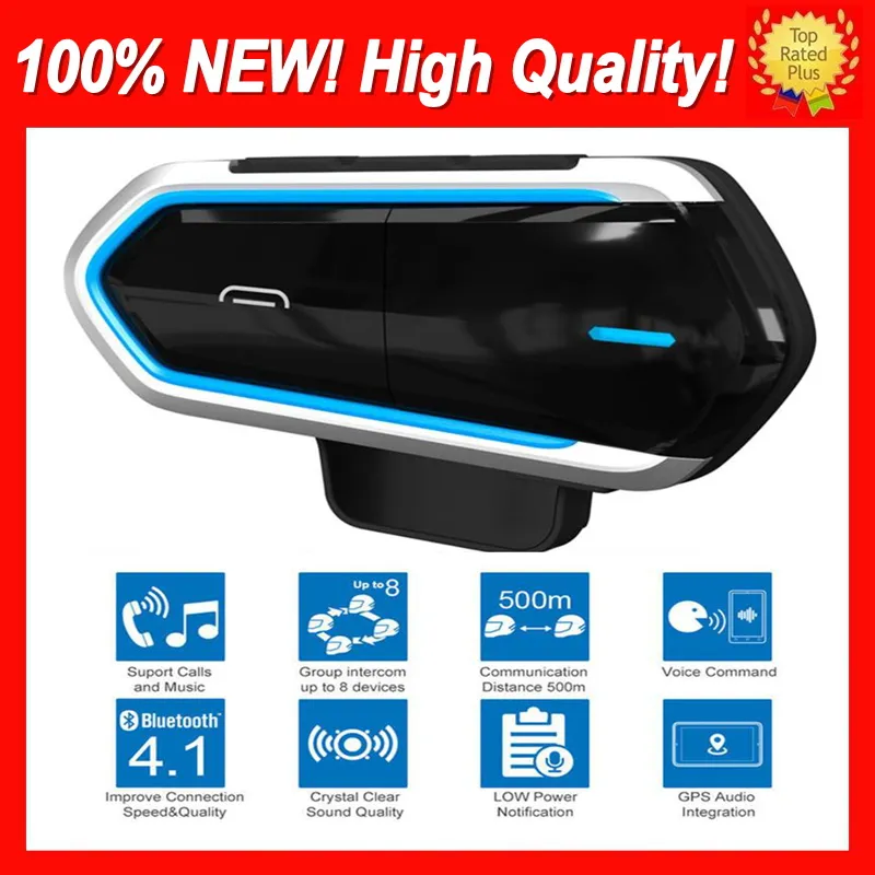 Motorcycle Intercom Helmet Wireless Bluetooth Headset Riding Handsfree Long Standby FM Radio Stereo MP3 Earphone Waterproof Interphone Headsets Music Sharing