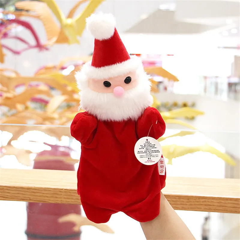 Noel El Kukla Taletelling Ebeveyn-çocuk Oyun Oyuncak Kırmızı Noel Baba Peluş Kuklalar Doll Noel Çocuk Hediyeleri