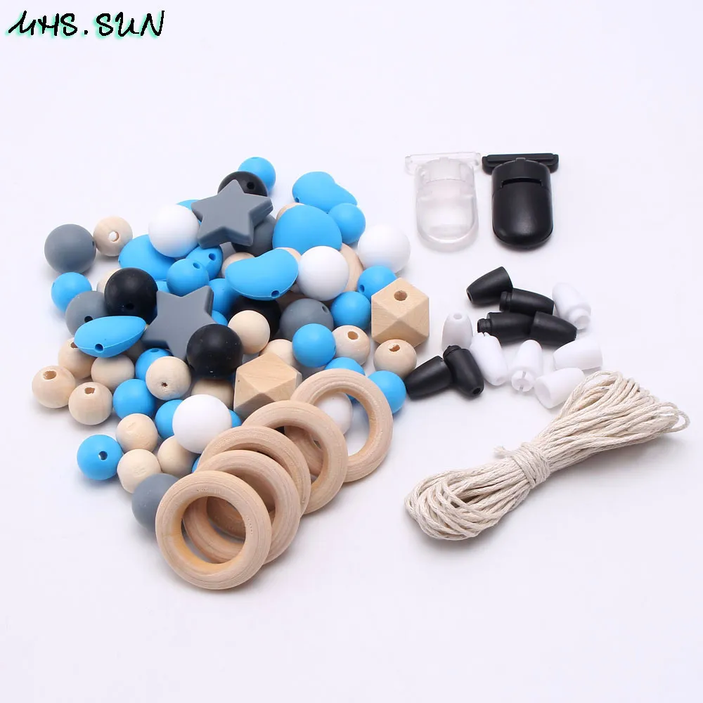KT013 (3),$18.6. Blue&Black&Grey Silicone beads Set Baby Teether Jewelry Accessory BPA Free Star Silicone Beads DIY Toy Nursing Necklace