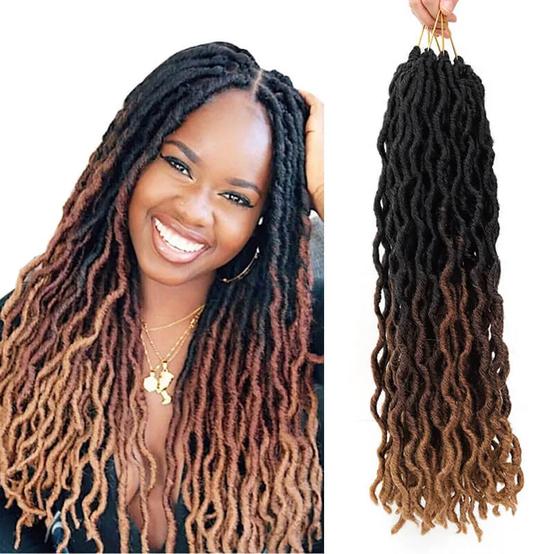 Wave Haar Ombre Haak Synthetische Vlechten Haar Extensions Goddess Gypsy Locs 18 inch Zachte Dreads Dreadlocks Haar voor Black Marley