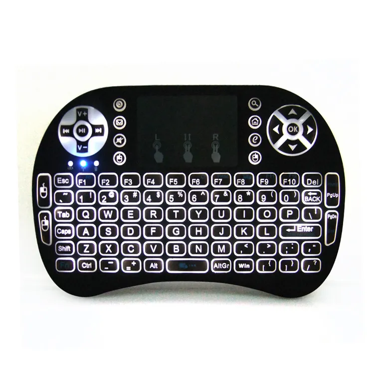 2.4gワイヤレスバックライトキーボードミニRII I8ミニPCタブレットのAndroidテレビボックス用バックライトゲームタッチパッドエアマウス