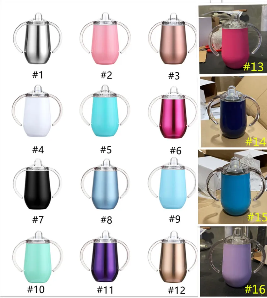 10oz rostfritt stål sippy kopp med handtag isolerade barn sucker kopp barn dricker tumblers träning koppar barn rånar mjölkflaska