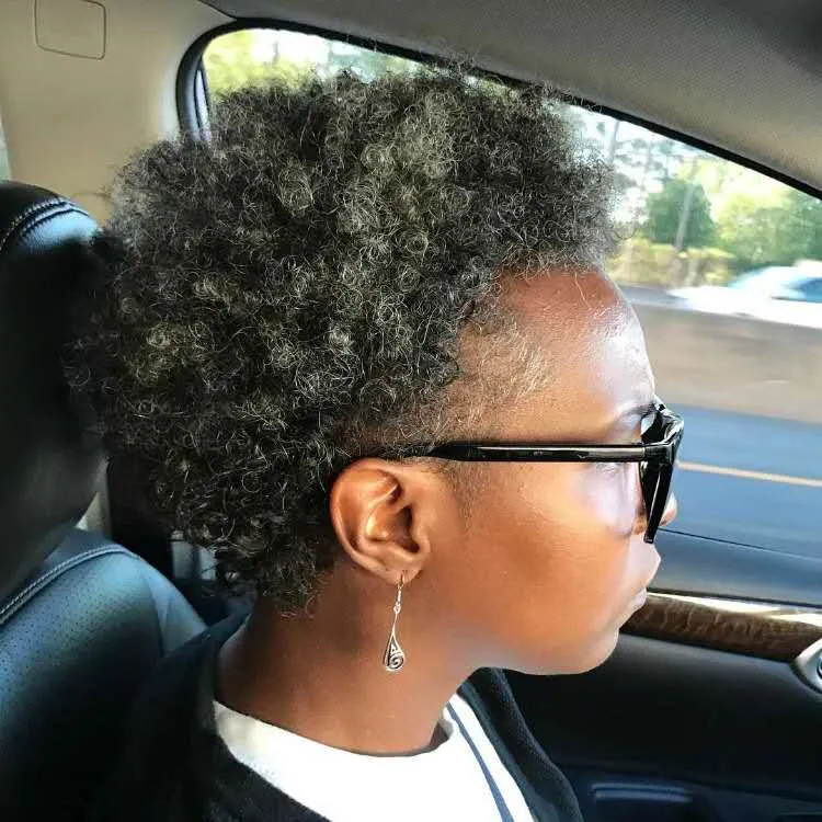 Kinky Curly Gray Drawstring Ponytail Hairpiece: Real Human  display picture 1