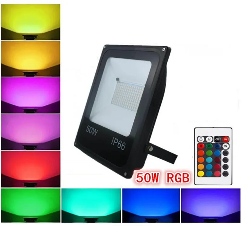 RGB Taşkın Işıklar 10W 20W 30W 50W RGB LED Flood Işıklar Açık Renkli LED Güvenlik Işık IP65 su geçirmez LED Projektör değiştirme