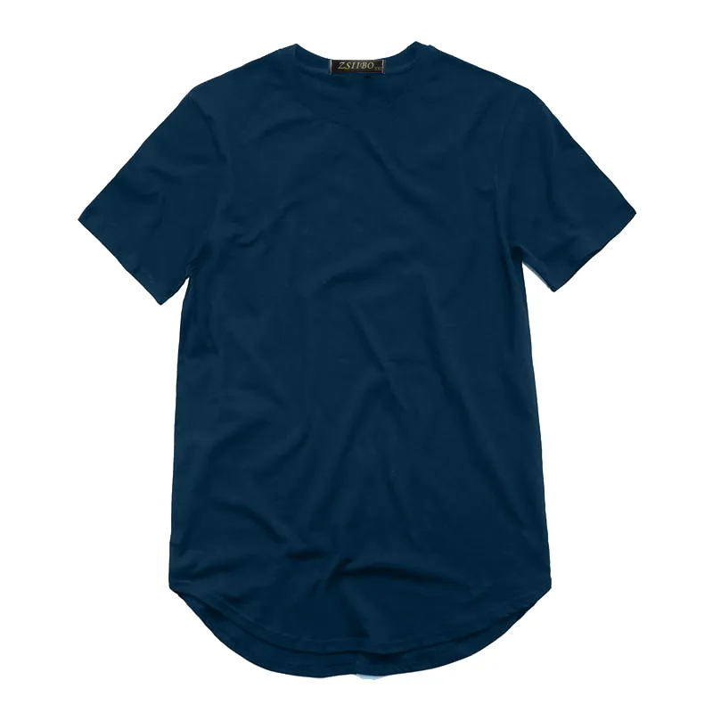 Men`s T Shirt Fashion Extended Street StyleT-Shirt Men`s clothing Curved Hem Long line Tops Tees Hip Hop Urban Blank Basic t Shirts TX135