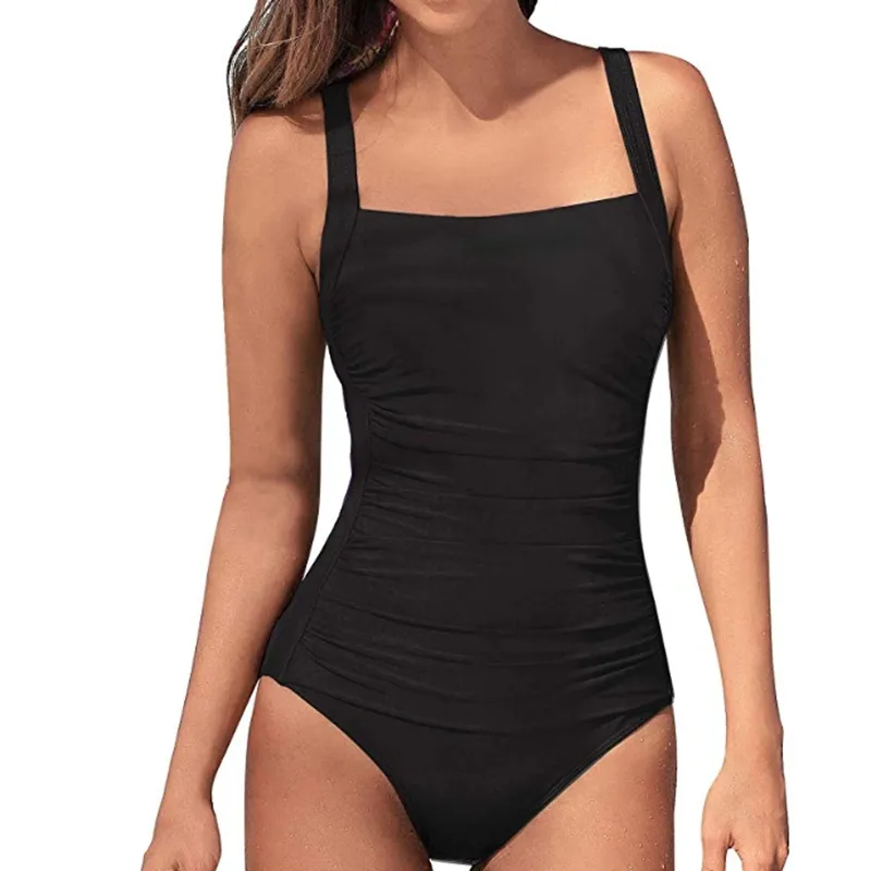 2020 Nowy Vintage One Piece Swimsuit Kobiety Stroje kąpielowe Push Up Strój kąpielowy Ruched Tummy Control Monokini Retro Plus Size Beachwear MX200613