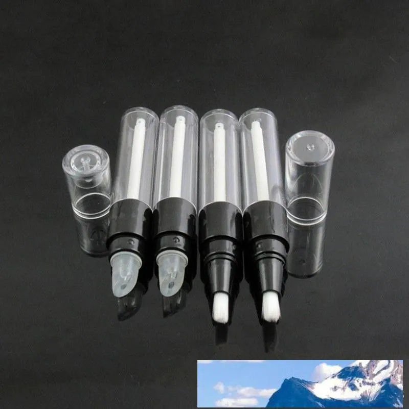 4.5ML Transparent+Black Lip Gloss Tube/Bottle, Empty Round Mini Twist Pen, Disposable Plastic Dial Up Pen With Silicon Tip F2227