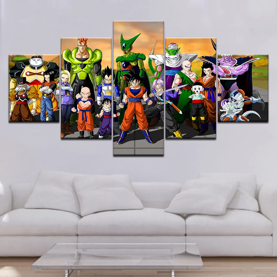 5 Piezas de dibujos animados Dragon Ball Z Goku Evolución hogar moderno decoración de la pared 5 Piezas de dibujos animados Dragon Ball Z Goku Evolución hogar moderno decoración de la pared