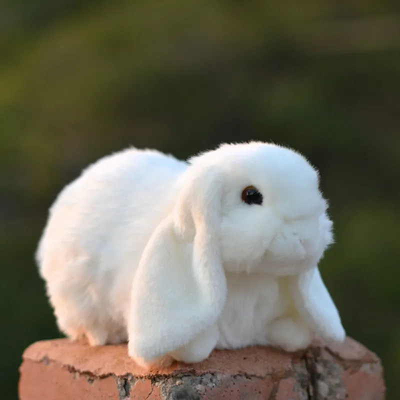моделирование зайца долго ушастый кролик кукла чучело белого кролика плюшевая игрушка животное кукла автомобиль украшения праздничные подарки 27см DY50877