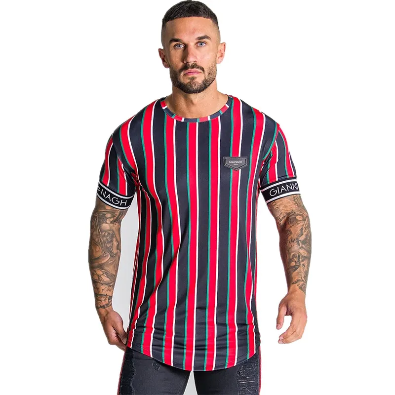Heren T-shirt Summer Streetwear Stripe Men T-shirt Brand Casual Man Kleding Hip Hop Male T-stukken Tops Tops Fashion T-shirt Men