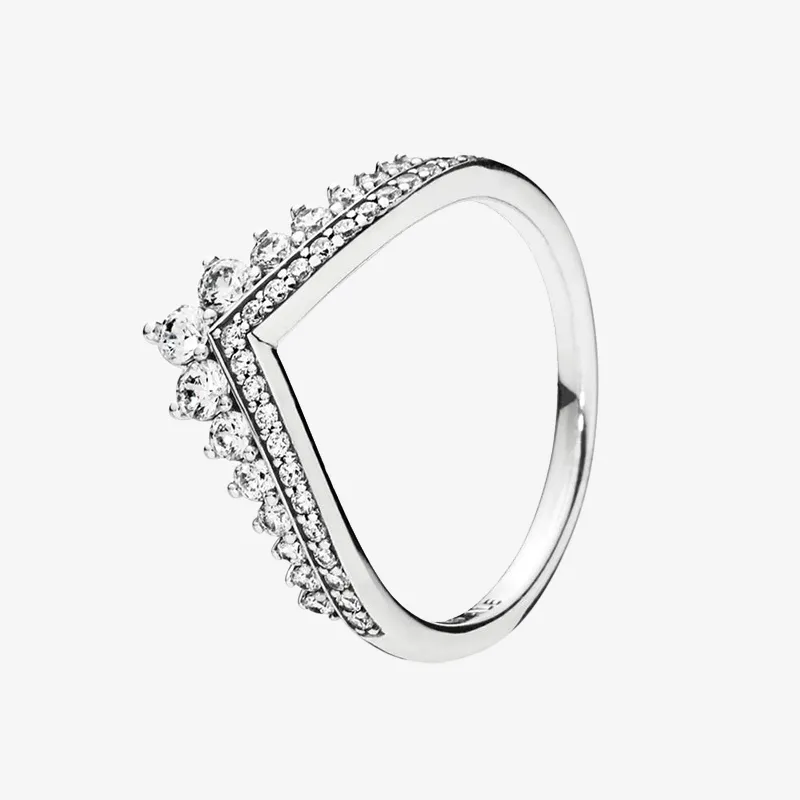 Anello dei desideri della principessa Gioielli da sposa da donna con scatola originale per anelli di diamanti CZ in argento sterling 925 Pandora di alta qualità