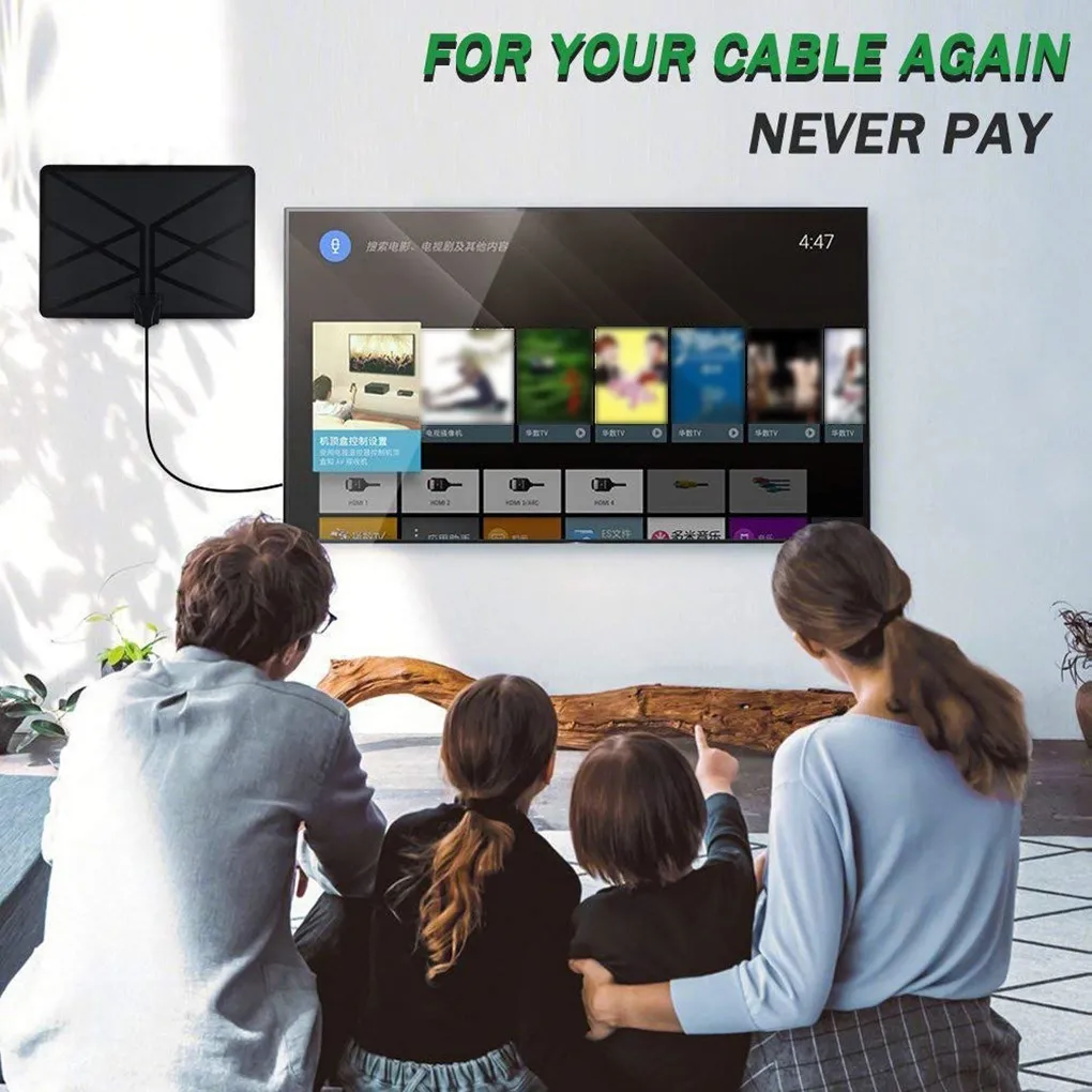 Antena de TV para Smart TV sin cable, antena digital amplificada para TV  interior y exterior de largo alcance con cable coaxial de 16.5 pies