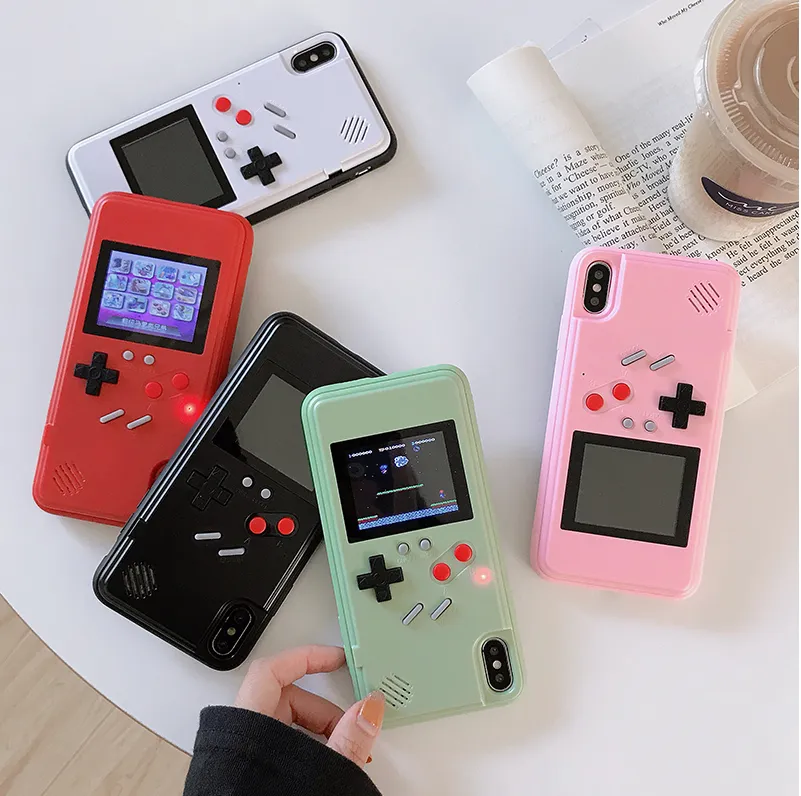 Retro Gaming Case dla iPhone 11 Pro XS 10 Max XR 7 8 Plus kolorowy wyświetlacz Gameboy Telefon